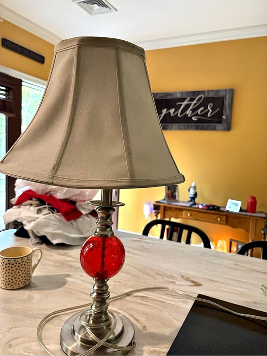None Other - Red crackle Glass Table Lamp